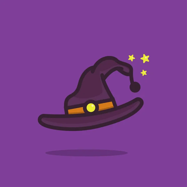 Illustration Vector Graphic Witch Hat Star Purple Background Fit Halloween — Stock Vector