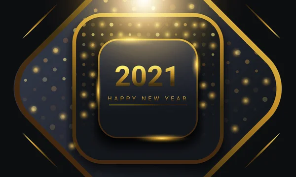 Lusso Astratto Golden Happy New Year 2021 Con Burst Glitter — Vettoriale Stock