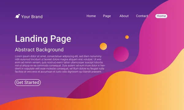 Landing Page Website Template Vektor Absztrakt Színes Gradiens Weboldal Mobil — Stock Vector