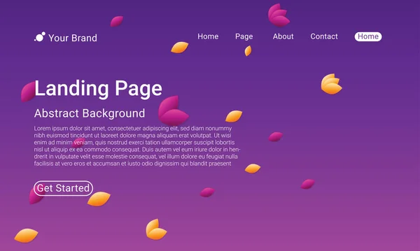 Landing Page Website Template Vector Blumenschmuck Abstraktes Farbenfrohes Gefälle Design — Stockvektor