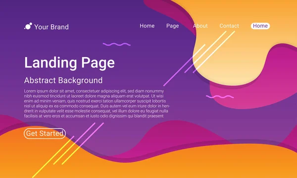 Landing Page Website Template Vektor Absztrakt Színes Gradiens Weboldal Mobil — Stock Vector