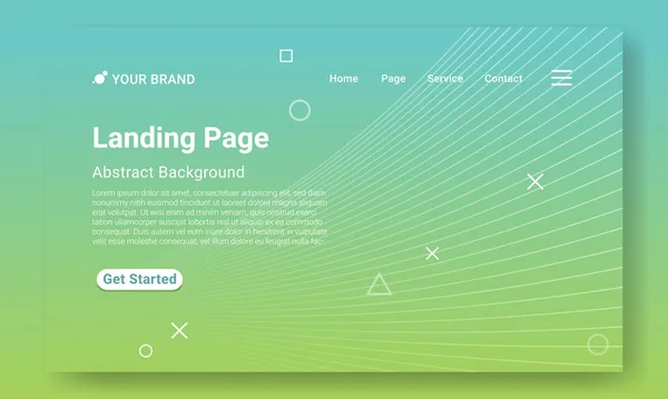 Modern Landing Page Website Template Vector Minimální Zelené Gradient Geometrické Stock Vektory