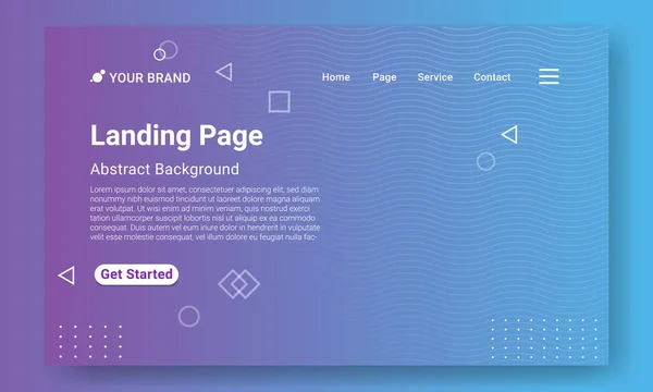 Abstrakt Landing Page Website Template Moderní Modrý Gradient Geometrické Pozadí Stock Vektory