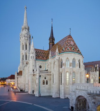 Matthias Church seen from  Fisherman's Bastion before sunset   clipart