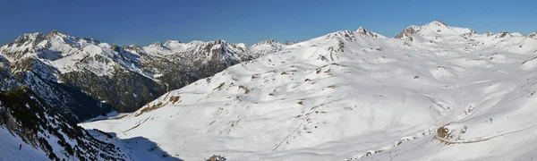Panorama of Slopes of Saint Larry Soulan Ski resort and Neouviel Stock Image