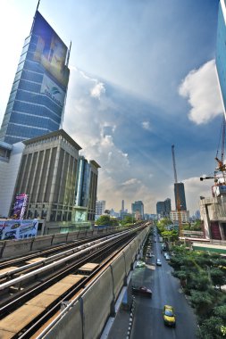 Bangkok cityscape gökyüzü tren istasyonu 