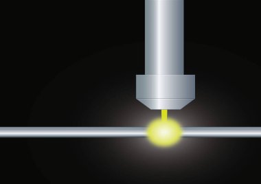Siyah arkaplan ile plazma kesici detayı çizimi