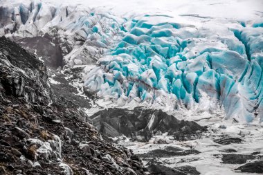 Mavi buzlu Vatnajokull Buzulu, Kış Yolu, Skaftafell, İzlanda