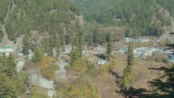 Mountain Ranges Village View Vista Uttarkashi Gangotri Highway Road Câmara — Vídeo de Stock