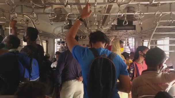 Mumbai Maharashtra Feb 2020 People Travelling Mumbai Local Train Lockdown — Stock Video