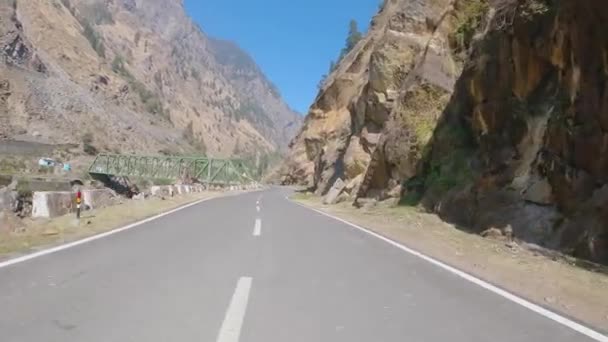 Carretera Montaña Larga Vacía Carretera Nacional Que Conecta Uttarkashi Gangotri — Vídeos de Stock