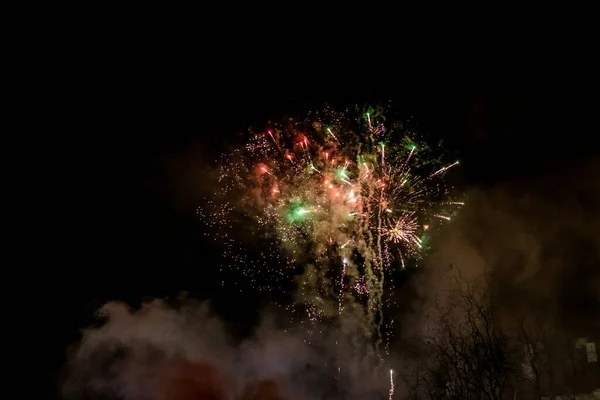 Fogos Artifício Véspera Anos Novos Céu — Fotografia de Stock