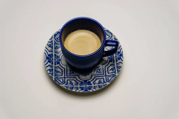 Καφές Εσπρέσο Μπλε Φλιτζάνι Εσπρέσο — Φωτογραφία Αρχείου