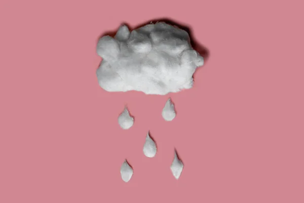 Rain Cloud Made Foam Rain Drops Minimal Nature Concept — Stock Photo, Image