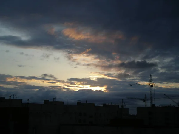 Coucher Soleil Sur Ville — Photo