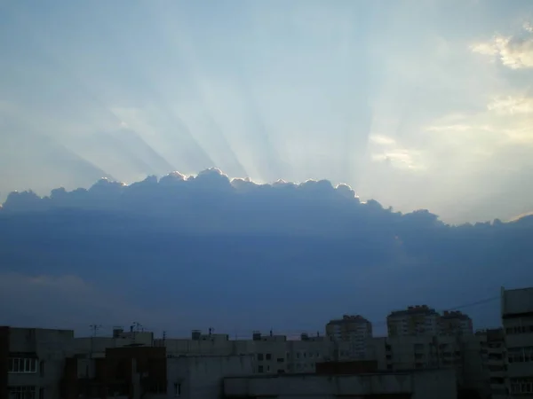 Por Sol Sobre Cidade — Fotografia de Stock