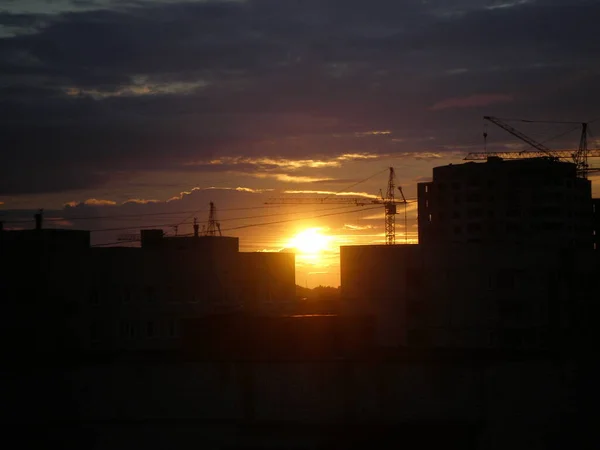 Coucher Soleil Sur Ville — Photo