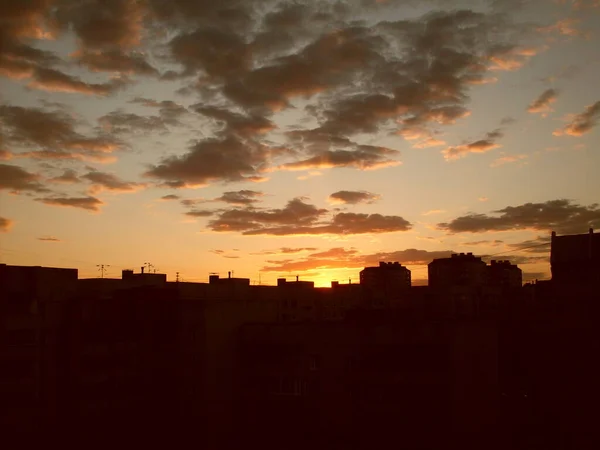 Coucher Soleil Sur Ville — Photo