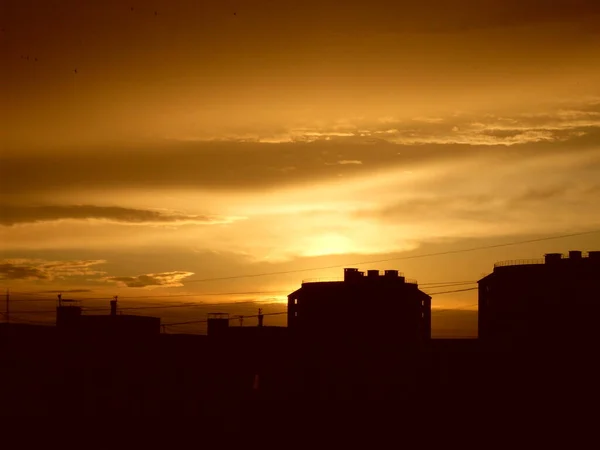 Por Sol Sobre Cidade — Fotografia de Stock