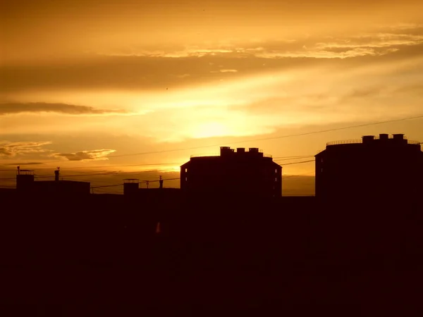 Por Sol Sobre Cidade — Fotografia de Stock