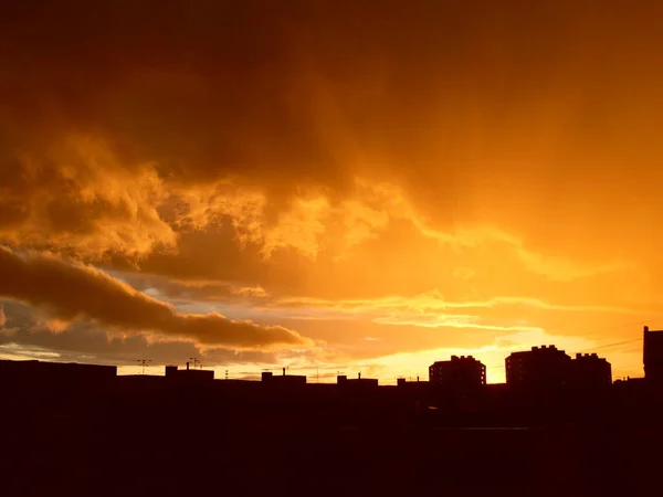 Solnedgång Över Staden — Stockfoto