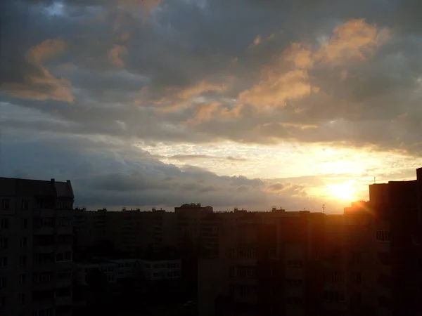 Захід Сонця Над Містом — стокове фото