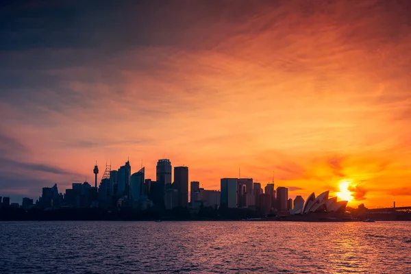 Sydney şehir manzarası siluet — Stok fotoğraf