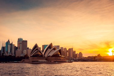 Sydney şehir manzarası gün batımında