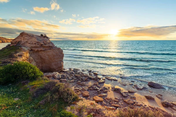 Beau Coucher Soleil Plage Port Willunga Vue Haut Falaise Australie — Photo