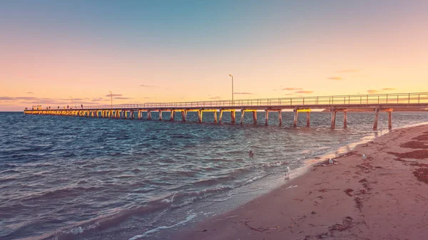 Spiaggia Marion Bay Con Pontile Tramonto Penisola Yorke Australia Meridionale — Foto Stock
