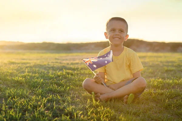 Niño con bandera australiana —  Fotos de Stock