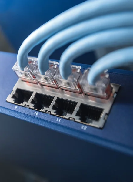 Network Switch with connected cables — Stock Photo, Image