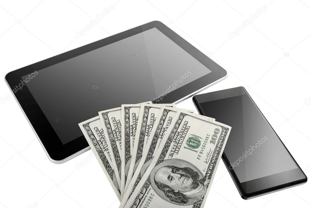 Digital Tablet and mobile phone with US Dollars