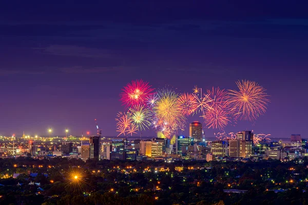 Fogos de artifício de Ano Novo de Adelaide — Fotografia de Stock