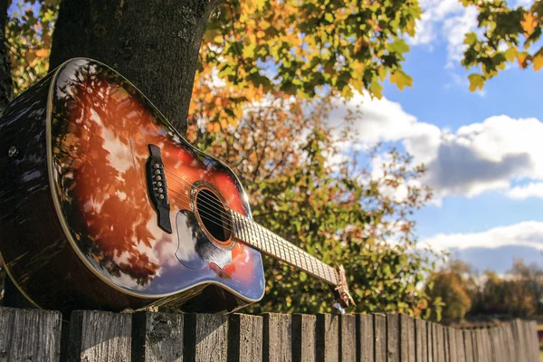 Gitara na płocie — Zdjęcie stockowe