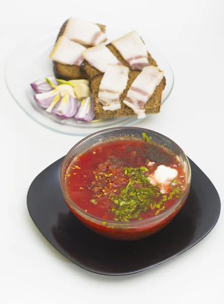 Borsch & lard — Stock Photo, Image