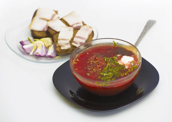 Borsch e lardo — Foto Stock