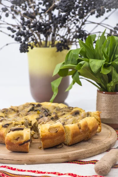 Cheese mushroom pie — Stock Photo, Image