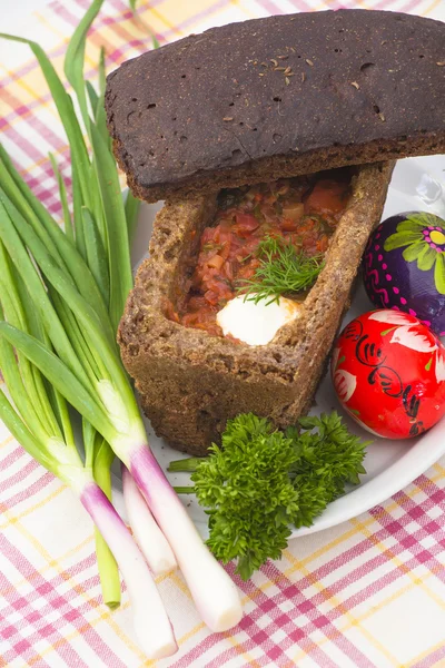 Traditional beet tomato soup — Stock Photo, Image