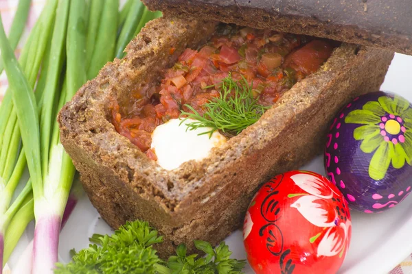 Traditional beet tomato soup — Stock Photo, Image