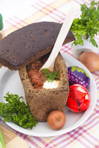 Traditional beet tomato soup — Stock Photo, Image