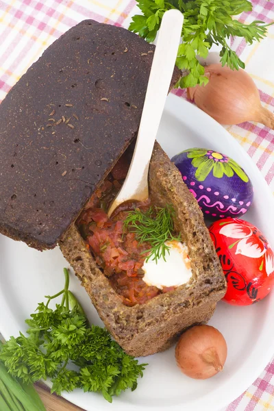 Traditionelle Rüben-Tomatensuppe — Stockfoto