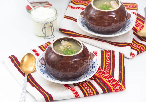 Ukrainian green sorrel soup — Stock Photo, Image