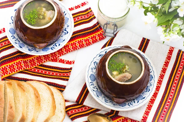 Sopa de acedera verde ucraniano — Foto de Stock