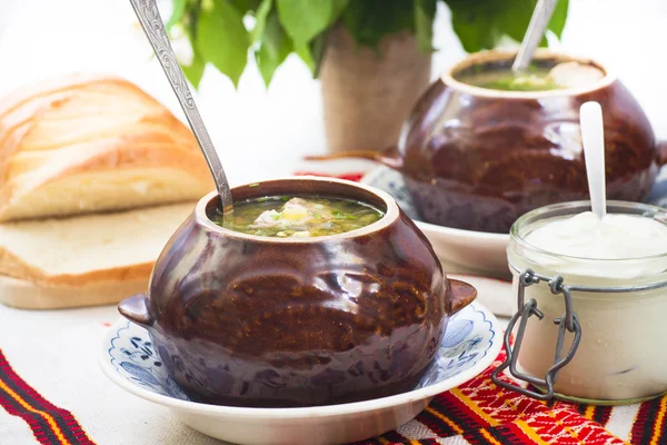 Ukrainische Sauerampfersuppe — Stockfoto