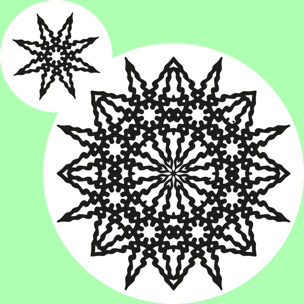 Dwa okrągły ornament czarny na białym tle — Wektor stockowy