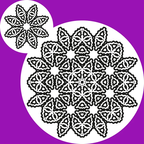 Dwa okrągły ornament czarny na białym tle — Wektor stockowy