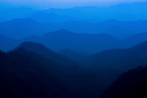 Layers Blue Color Mountains Sunset — Stock Photo, Image
