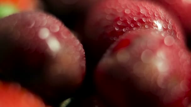 Cena desfocada. cerejas com baixas de orvalho — Vídeo de Stock