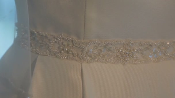 Wedding dress closeup — Stock Video